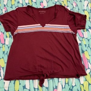 Maroon and stripe large shirt